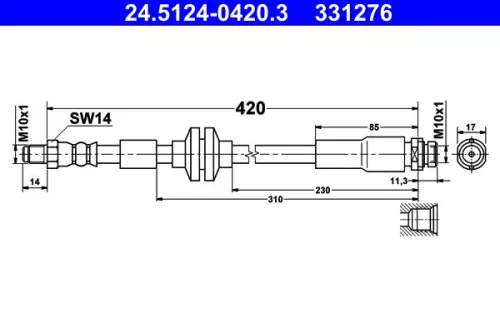 ATE Brake Hose (24.5124-0420.3)