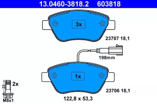 ATE Brake Pad Set, disc brake (13.0460-3818.2)