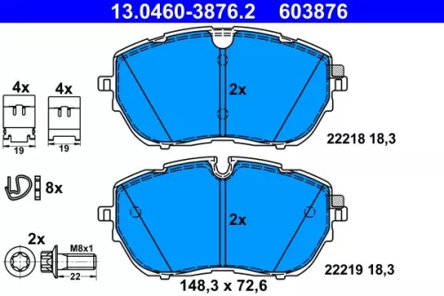 ATE Brake Pad Set, disc brake (13.0460-3876.2)