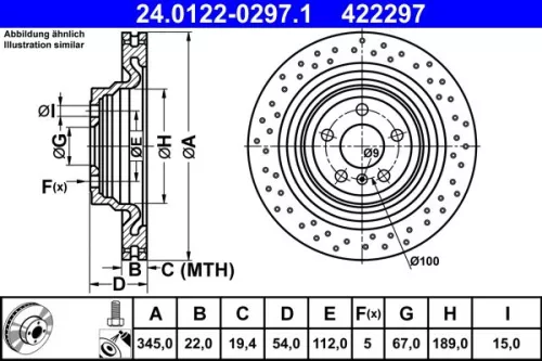 ATE Brake Disc (24.0122-0297.1)