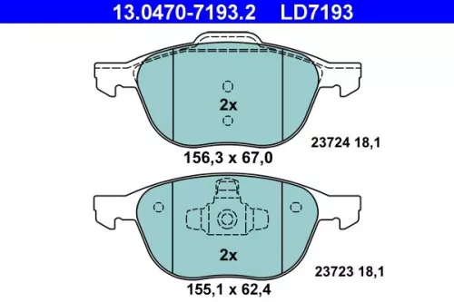 ATE Brake Pad Set, disc brake (13.0470-7193.2)