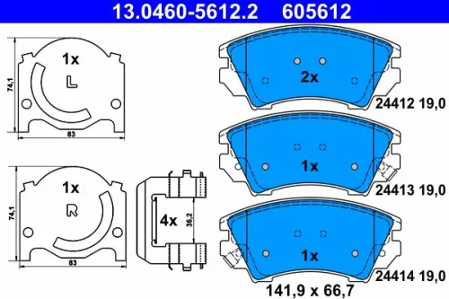 ATE Brake Pad Set, disc brake (13.0460-5612.2)