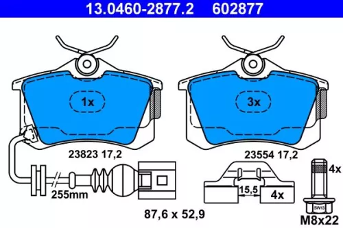 ATE Brake Pad Set, disc brake (13.0460-2877.2)
