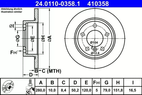 ATE Brake Disc (24.0110-0358.1)