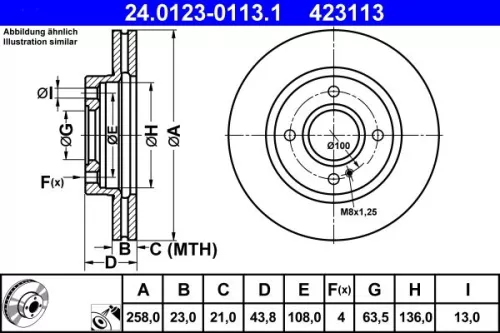 ATE Brake Disc (24.0123-0113.1)