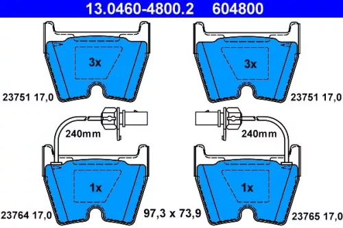 ATE Brake Pad Set, disc brake (13.0460-4800.2)