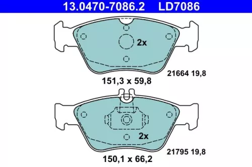 ATE Brake Pad Set, disc brake (13.0470-7086.2)