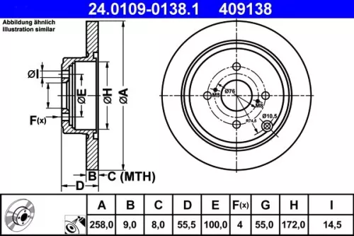 ATE Brake Disc (24.0109-0138.1)