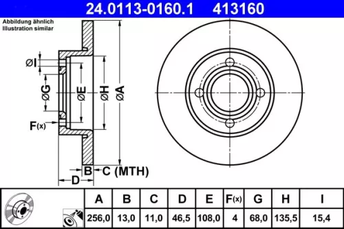 ATE Brake Disc (24.0113-0160.1)