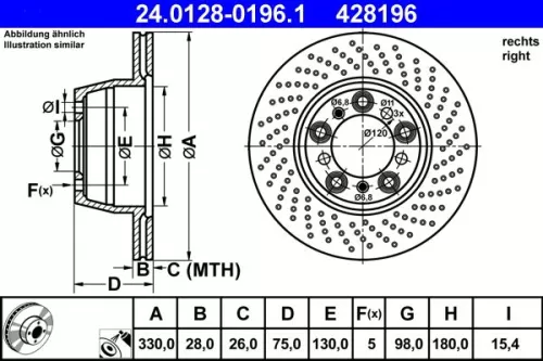 ATE Brake Disc (24.0128-0196.1)