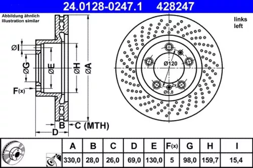 ATE Brake Disc (24.0128-0247.1)