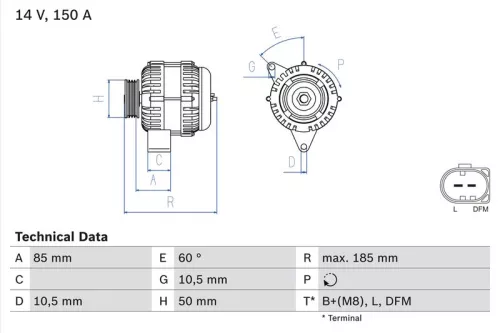 BOSCH Alternator (0986047550)