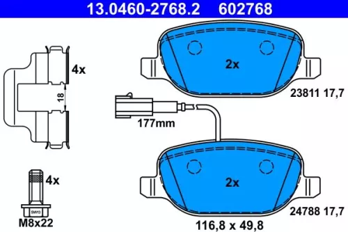 ATE Brake Pad Set, disc brake (13.0460-2768.2)