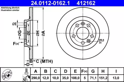 ATE Brake Disc (24.0112-0162.1)