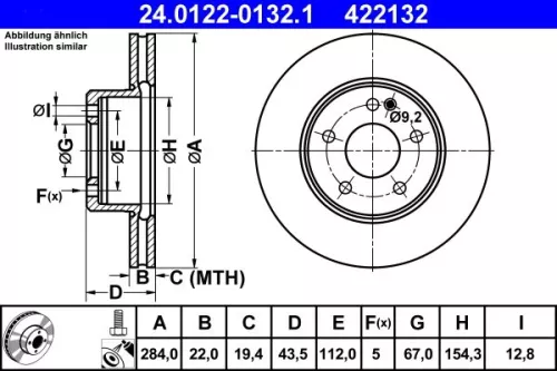 ATE Brake Disc (24.0122-0132.1)