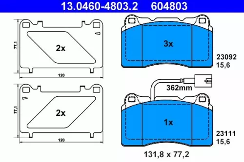 ATE Brake Pad Set, disc brake (13.0460-4803.2)