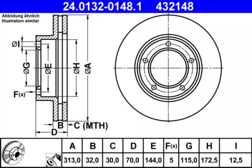 ATE Brake Disc (24.0132-0148.1)
