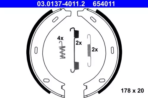 ATE Brake Shoe Set, parking brake (03.0137-4011.2)