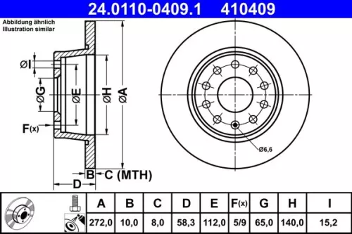 ATE Brake Disc (24.0110-0409.1)