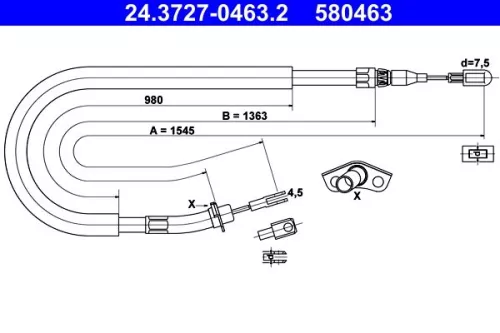 ATE Cable Pull, parking brake (24.3727-0463.2)