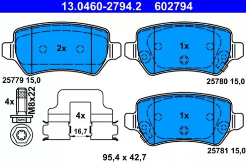 ATE Brake Pad Set, disc brake (13.0460-2794.2)