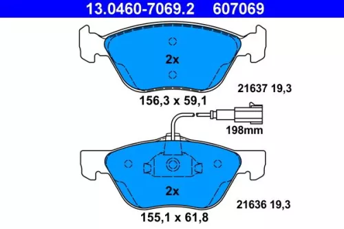 ATE Brake Pad Set, disc brake (13.0460-7069.2)