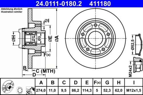 ATE Brake Disc (24.0111-0180.2)