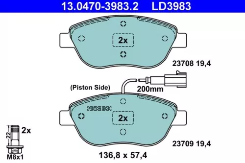 ATE Brake Pad Set, disc brake (13.0470-3983.2)