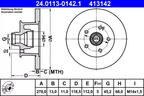 ATE Brake Disc (24.0113-0142.1)