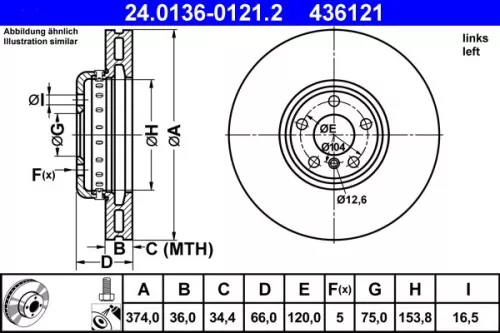 ATE Brake Disc (24.0136-0121.2)
