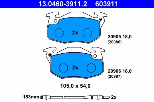 ATE Brake Pad Set, disc brake (13.0460-3911.2)