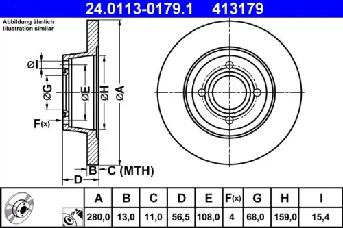 ATE Brake Disc (24.0113-0179.1)