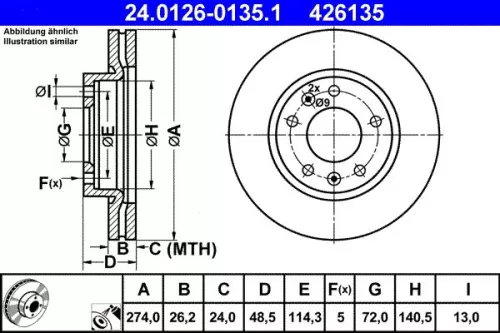 ATE Brake Disc (24.0126-0135.1)