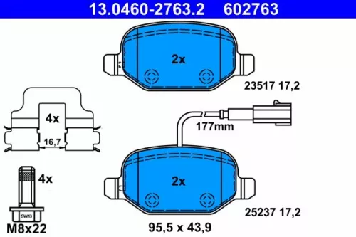 ATE Brake Pad Set, disc brake (13.0460-2763.2)