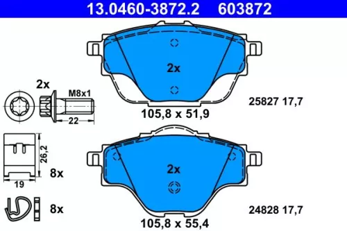 ATE Brake Pad Set, disc brake (13.0460-3872.2)