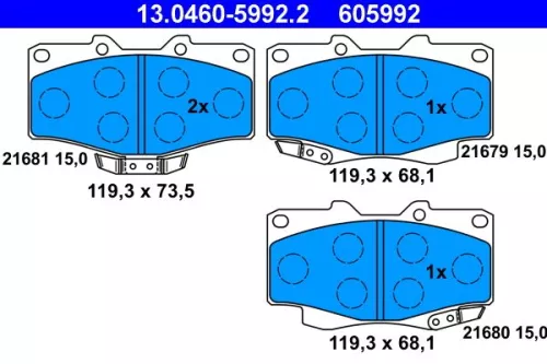 ATE Brake Pad Set, disc brake (13.0460-5992.2)
