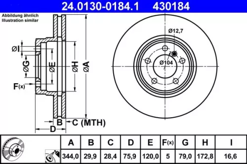 ATE Brake Disc (24.0130-0184.1)