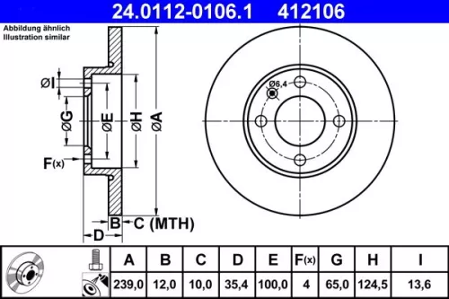 ATE Brake Disc (24.0112-0106.1)