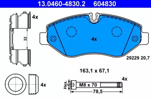 ATE Brake Pad Set, disc brake (13.0460-4830.2)