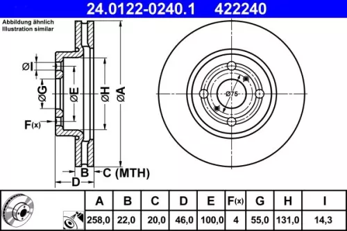 ATE Brake Disc (24.0122-0240.1)