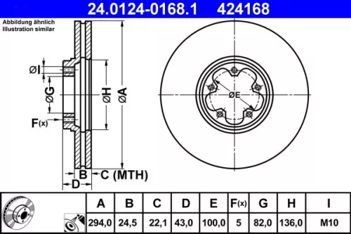 ATE Brake Disc (24.0124-0168.1)