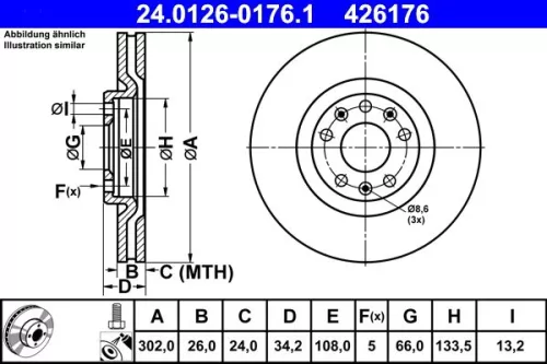 ATE Brake Disc (24.0126-0176.1)