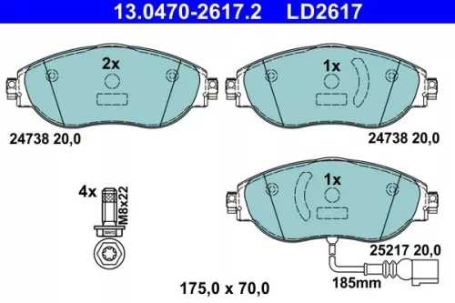 ATE Brake Pad Set, disc brake (13.0470-2617.2)