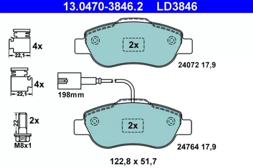 ATE Brake Pad Set, disc brake (13.0470-3846.2)