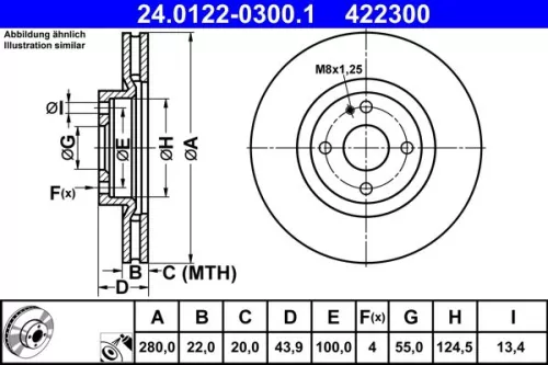 ATE Brake Disc (24.0122-0300.1)