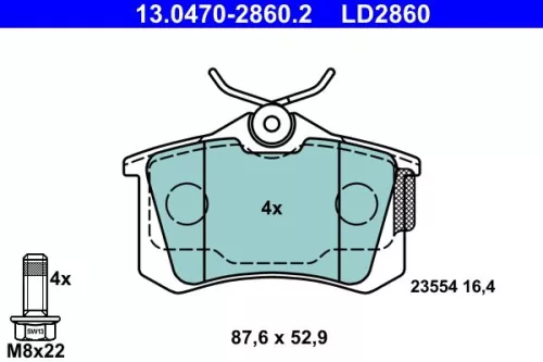 ATE Brake Pad Set, disc brake (13.0470-2860.2)