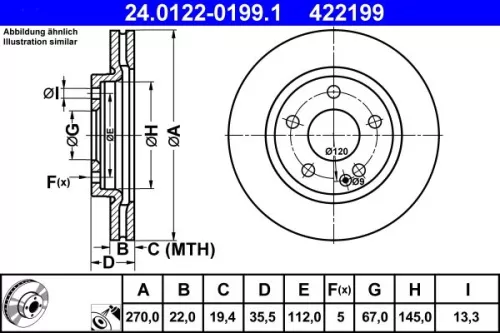 ATE Brake Disc (24.0122-0199.1)