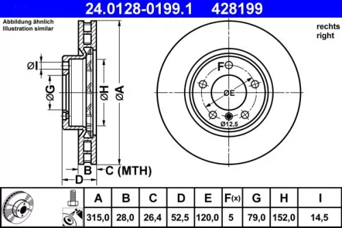 ATE Brake Disc (24.0128-0199.1)