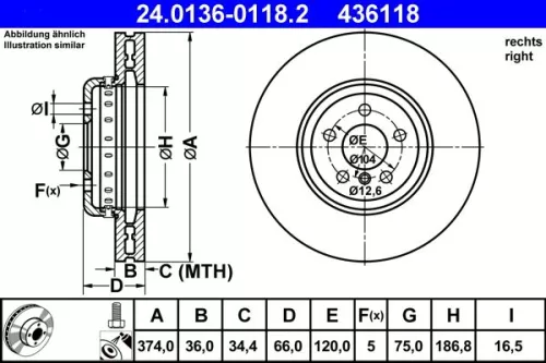 ATE Brake Disc (24.0136-0118.2)