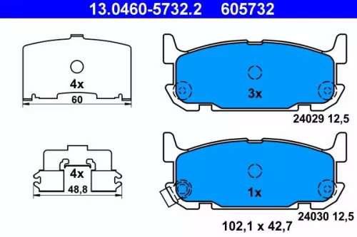ATE Brake Pad Set, disc brake (13.0460-5732.2)